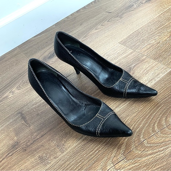 Women’s Vintage Dolce & Gabbana Black Stitched Pointed Heels Pumps, SZ: 38 - Picture 15 of 15